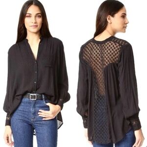 Free People “The Best Button Down” Blouse - Black XS